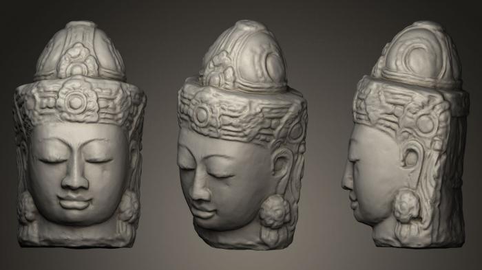 نموذج ثلاثي الأبعاد لآلة CNC التماثيل الهندية رأس حجر بوذا